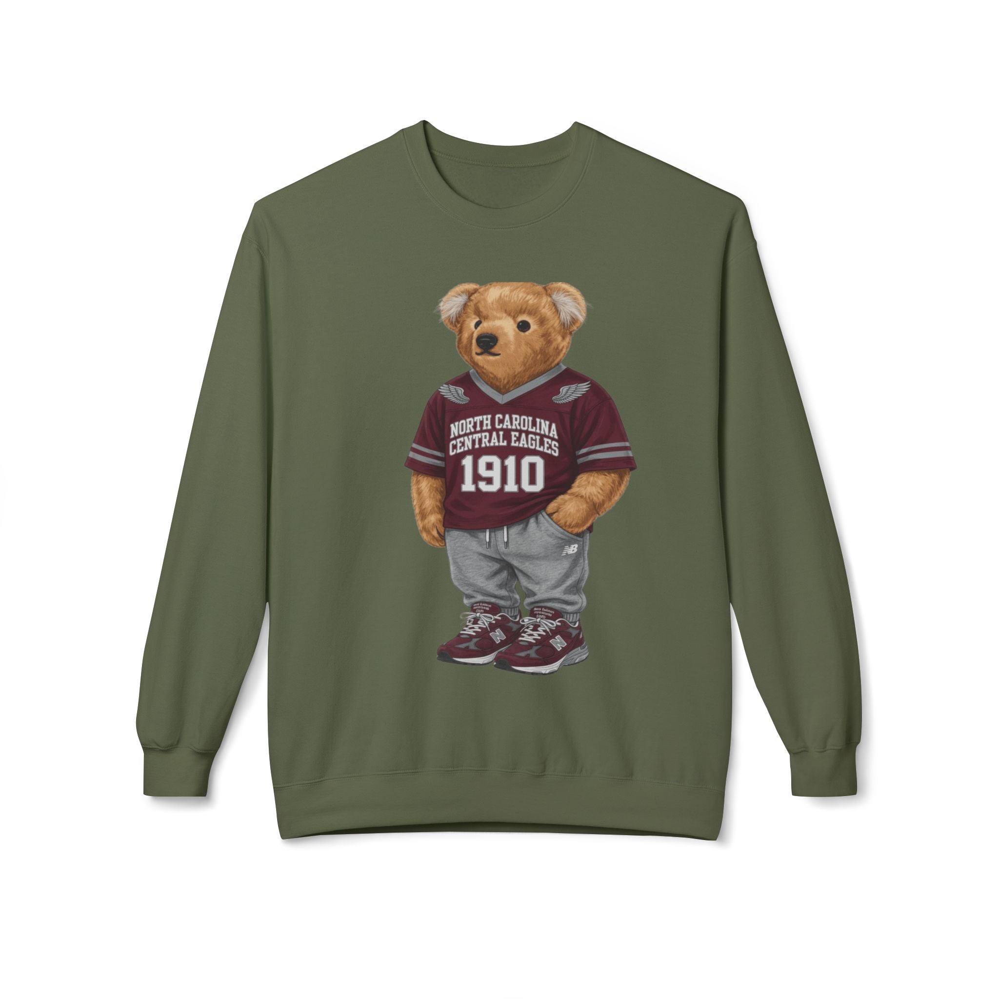 North Carolina Central Eagles Teddy Bear Mascot- HBCU Polo Bear sweatshirt