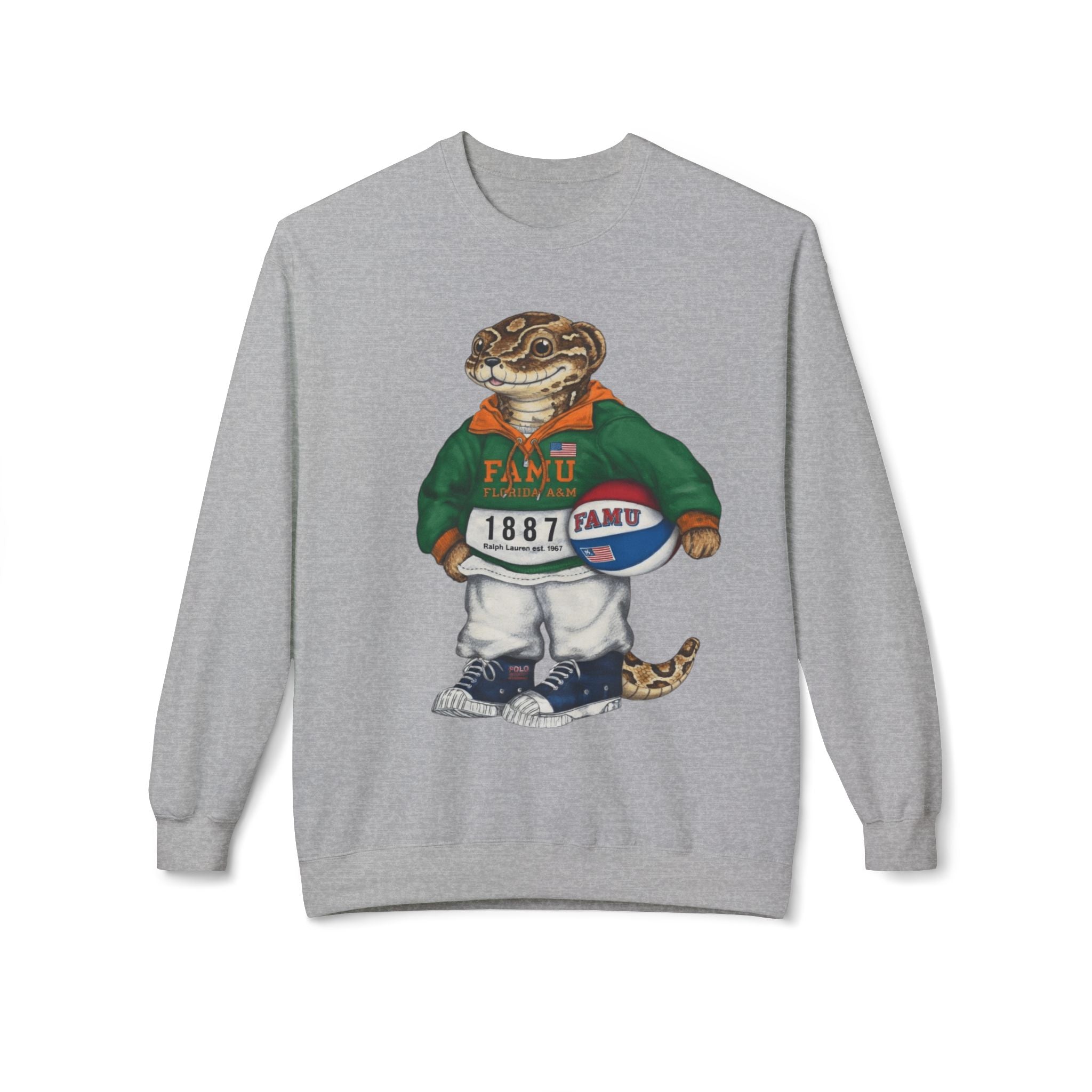 FAMU Reptilian Mascot in Ralph Lauren Athletic Wear- HBCU Polo Bear sweatshirt