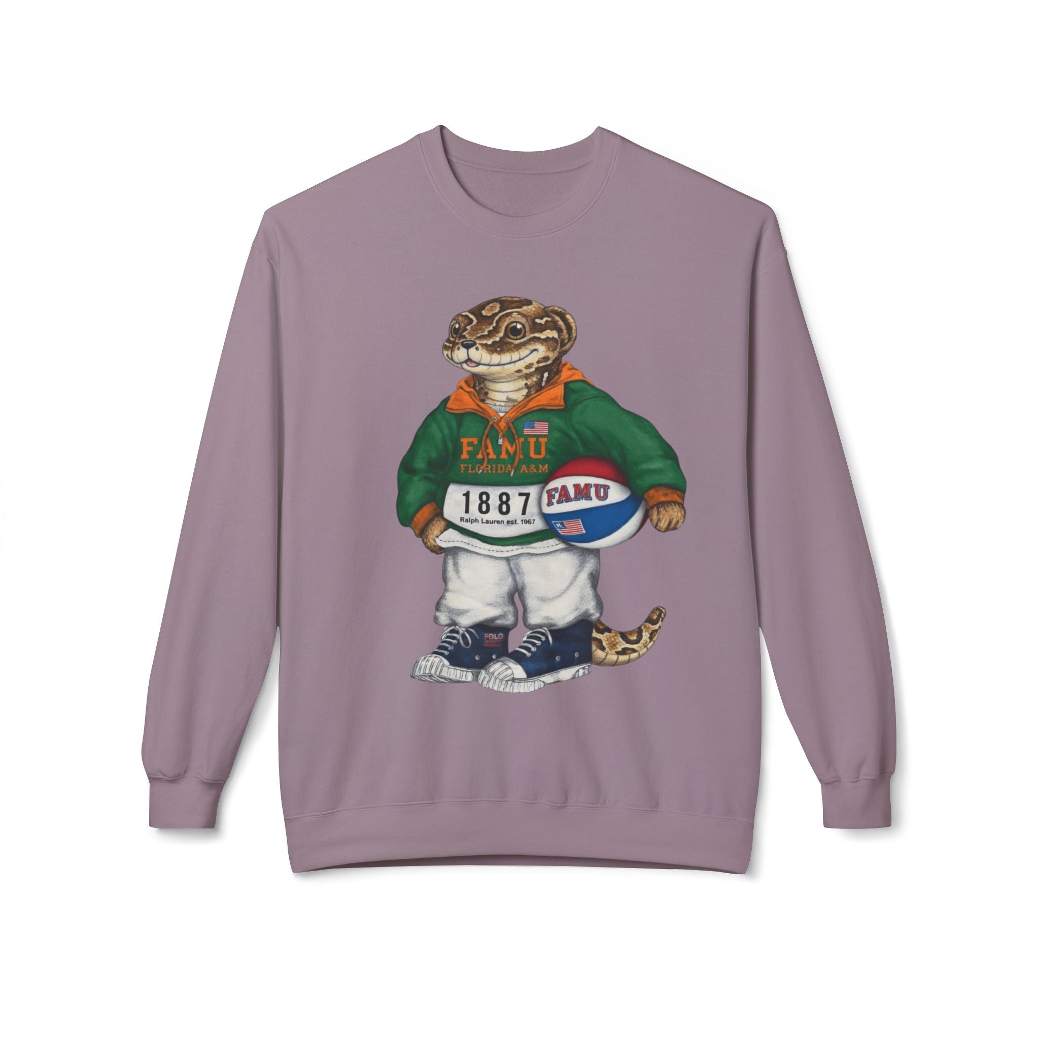 FAMU Reptilian Mascot in Ralph Lauren Athletic Wear- HBCU Polo Bear sweatshirt