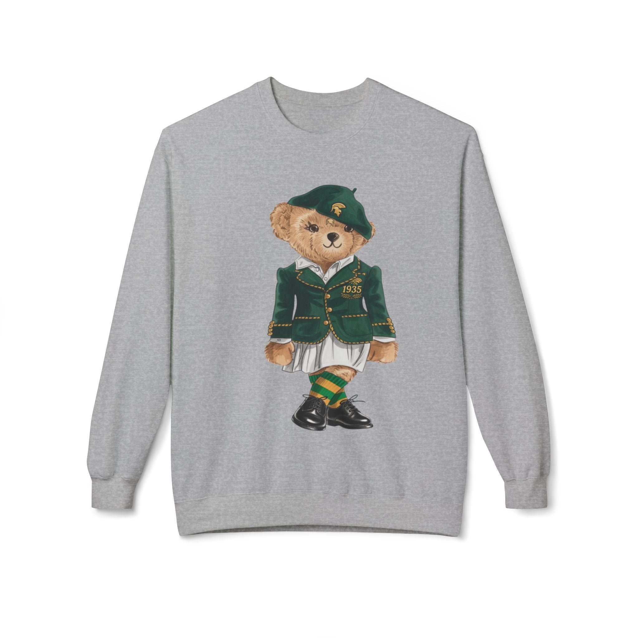 NSU Bear Sweatshirt | Norfolk State Spartan Teddy | Green Gold Heritage Crew | Yards & Dorms